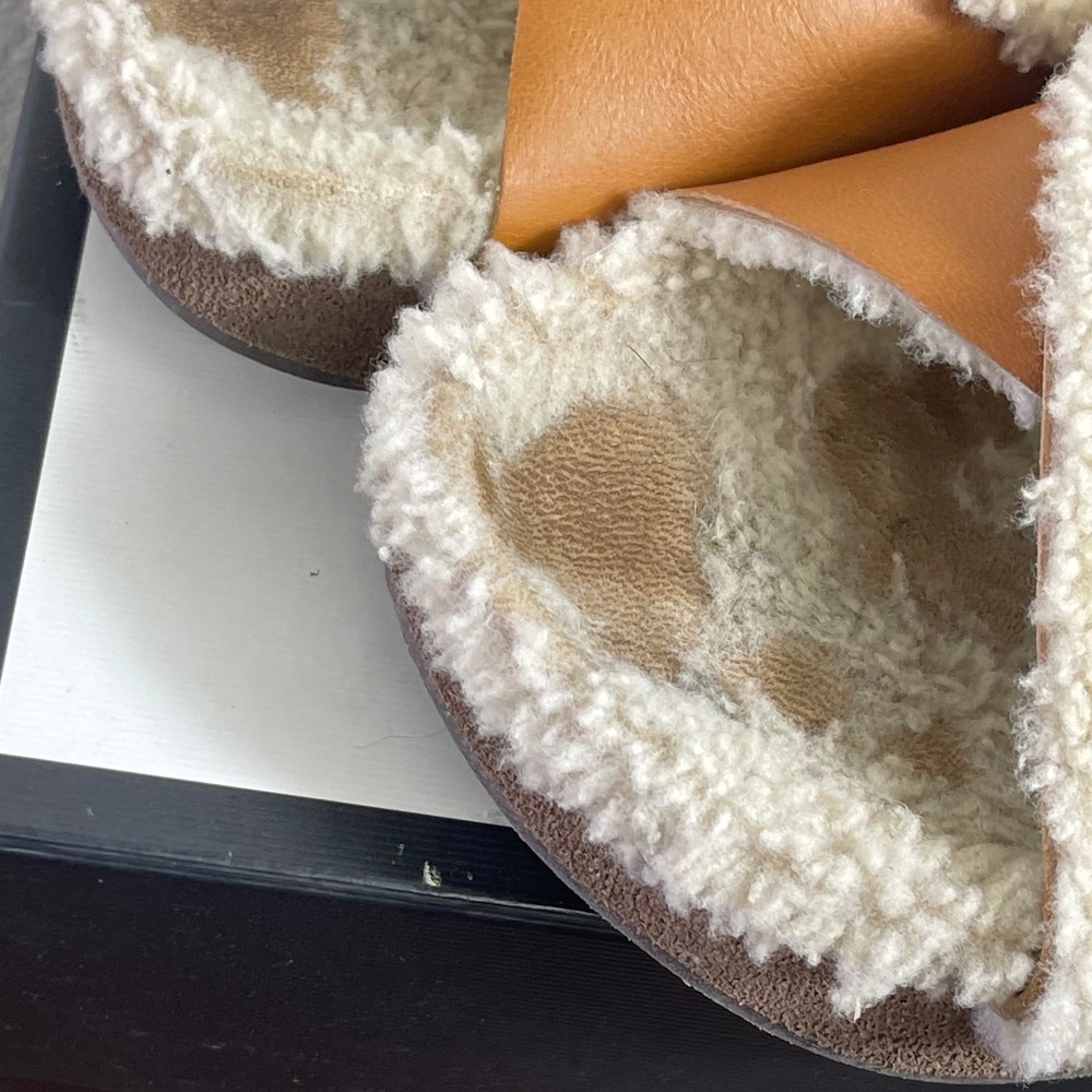 Chloe Woody Natural & Ochre Shearling Slide - Picture 9 of 11